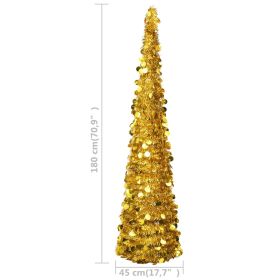 vidaXL Pop-up Artificial Christmas Tree Gold 6 ft PET