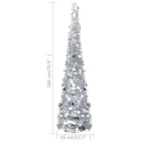 vidaXL Pop-up Artificial Christmas Tree Silver 6 ft PET