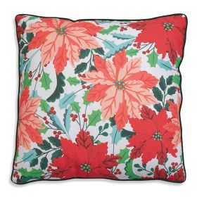 Double Sided Poinsettia Throw Pillow