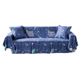 Blue Leaves Sofa Cover Living Room Slipcover Love Seat Towel Modern Couch Cover Home Textile Decor