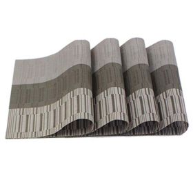 6 Pcs Heat Insulation Stain Resistant Placemat for Dining Table Durable PVC Woven Kitchen Table Mats Placemat, Grey