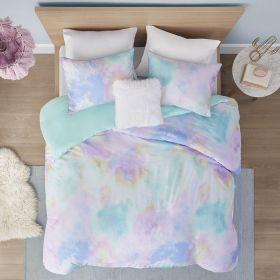 Watercolor Tie Dye Printed Duvet Cover Set with Throw Pillow