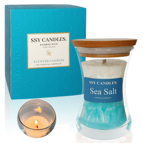 Sea Salt Scented Candles for Home-Jar candles 3.5 oz - Wooden Wick Candle-Candles Gift for Women -Aromatherapy candles