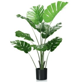 4 Feet Artificial Monstera Deliciosa Tree with 10 Leaves of Different Sizes