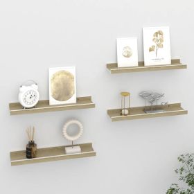 Wall Shelves 4 pcs White and Sonoma Oak 15.7"x3.5"x1.2"