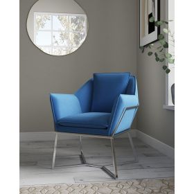 Manhattan Comfort Origami Velvet Accent Chair in Blue