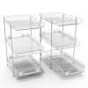 2 Packs 3 Tier Clear Bathroom Organizer with Drawers Dividers Pull-Out Pantry Organization Medicine Bins Slide-Out Storage Container