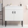 30" Bathroom Vanity with Metal Leg,with White Ceramic Basin,Two Soft Close Cabinet Doors, Solid Wood,Excluding faucets,white