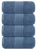 Resort Collection Soft Bath Towels 28x55 inch Luxury Hotel Plush Absorbent Cotton Bath Towel Large 4 Pack Blue