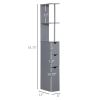 HOMCOM 54" Tall Bathroom Storage Cabinet, Freestanding Linen Tower with 2-Tier Shelf and Drawers, Narrow Side Floor Organizer, Grey