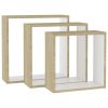 Wall Cube Shelves 3 pcs White and Sonoma Oak