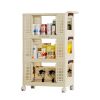 3-Tier Kitchen Storage Cart,Multifunction Utility Rolling Storage Organizer,Mobile Shelving Unit Cart with Lockable Wheels for Bathroom,Laundry