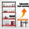 Wire Shelving Metal Storage Rack Adjustable Shelves, Standing Storage Shelf Units for Laundry Bathroom Kitchen Pantry Closet(Black