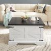 Farmhouse Coffee Table, Square Wood Center Table with Large Hidden Storage Compartment for Living Room