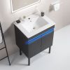 24" Bathroom Vanity with Sink, Radar Sensing Light, Large Storage Space and Metal legs, Wall Mounted/Standing Bathroom Vanity Sink,Black