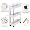 3 Tier Slim Storage Cart Mobile Shelving Unit Organizer Slide Out Storage Rolling Utility Cart Tower Rack for Kitchen Bathroom Laundry Narrow Places