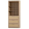 71 Inches Tall Storage Cabinet, Rattan Bookcase with 3 Drawers and 3-Tier Open Shelves, Wooden Bookshelf Storage Organizer for Living Room, Study