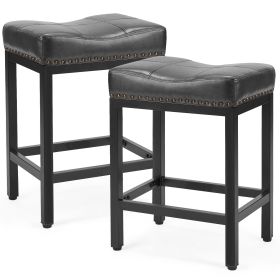 Saddle Bar Stool Kitchen Stools, Sturdy Steel Frame (Color: Black)