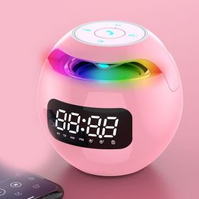 Wireless Portable Speaker With Clock Alarm & Human Body Induction, Color Atmosphere Light, Waterproof Small Speaker With Light Card (Model: Induction Plate, Color: pink)