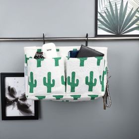 1pc Bedside Storage Bag With Pockets; Fabric Hanging Storage Organizer; Dormitory Upper And Lower Floor Storage Bag; Bedroom Storage Bag (Color: Cactus)