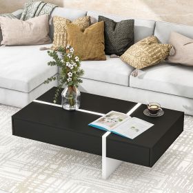 ON-TREND Contemporary Rectangle Design Living Room Furniture, Modern High Gloss Surface Cocktail Table, Center Table for Sofa or Upholstered Chairs (Color: as Pic)