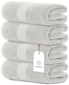 Luxury Bath Towels Set of 4 Large 700 GSM Cotton Ultra Soft Bath Towels 27x54 inch Highly Absorbent and Quick Dry Hotel Towels for Bathroom Luxury Plu (Brand: White Classic)