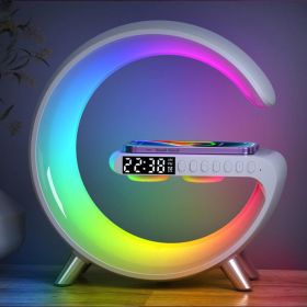 Mooncave Light Wireless Charger And Speaker With Clock (Color: White)