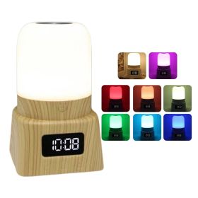 Colorful Clock Night Light (Color: Wood)