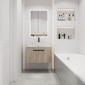 30 " Modern Design Float Bathroom Vanity With Ceramic Basin Set, Wall Mounted White Oak Vanity With Soft Close Door,KD-Packing,KD-Packing (Color: as Pic)