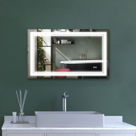 7 Size LED Bathroom Mirror Wall Mounted Vanity Mirror Anti-Fog Mirror Dimmable Lights with Touch Switch(Horizontal/Vertical) (size: 40"*24")